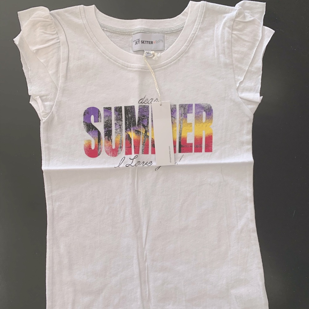 Girls flutter sleeve top in cotton.